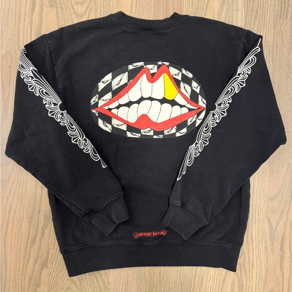 Chrome Hearts Black and Red Graphic Crewneck Sweater